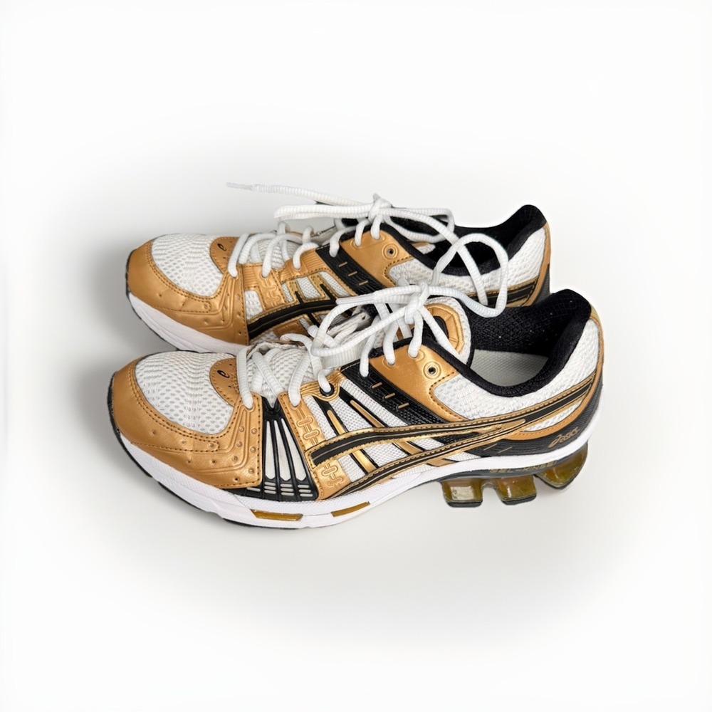 ASICS Gel Kinsei Gold White Black Running Shoes Women's Size 9 Athletic Sneakers